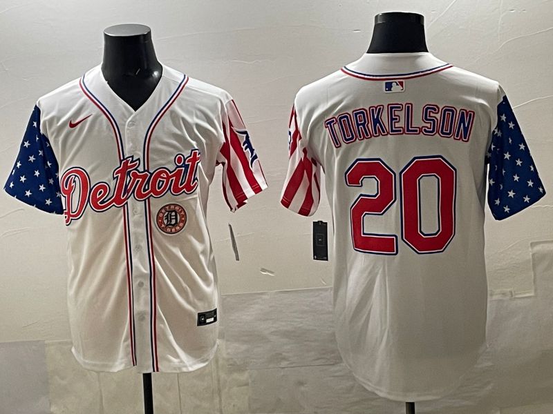 Men Detroit Tigers #20 Torkelson White National Flags 2025 Nike MLB Jersey style 07->seattle seahawks->NFL Jersey
